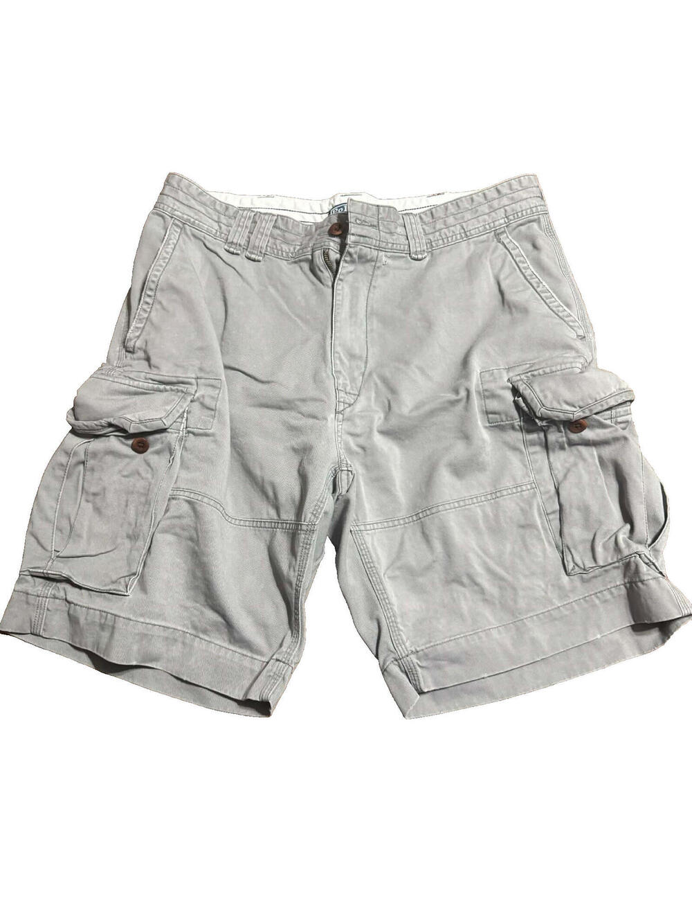 Polo Ralph Lauren Shorts Mens 36 Gray Cargo Cotton Classic Chino Vintage 90s
